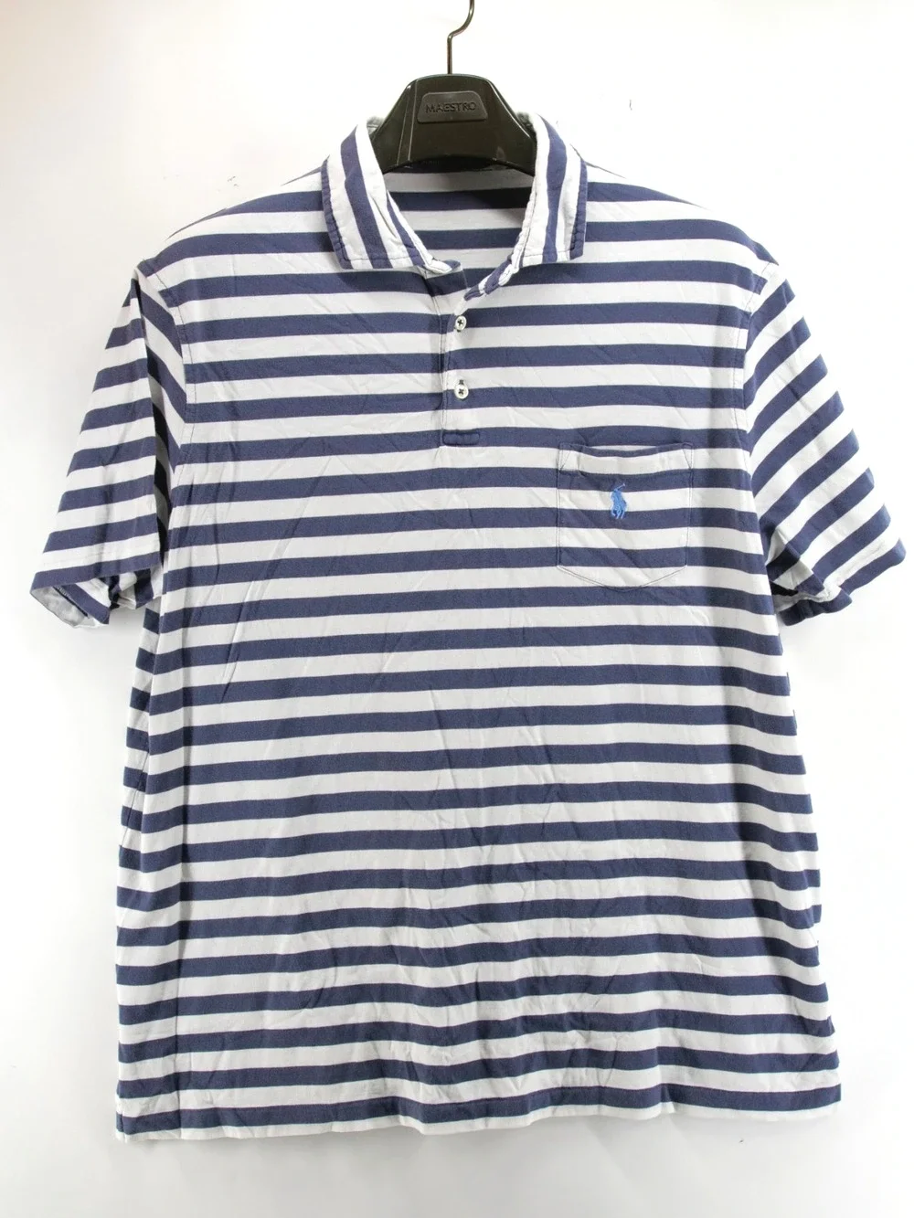 Ralph Lauren Mens XL Blue White Short Sleeve Polo 100% Cotton